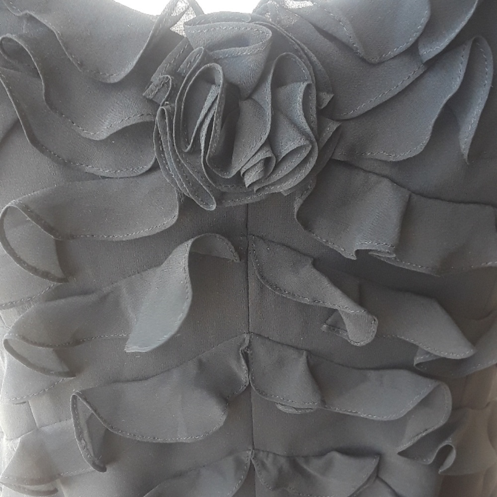 NWT KAY UNGER 100% silk black tiered dress size 12 - Picture 2 of 8